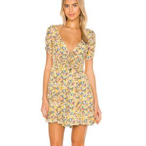NWT $228 Free People Forget Me Not Yellow Floral Keyhole Mini Sun Dress …